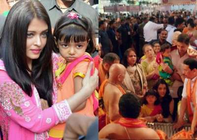Amitabh Bachchan&rsquo;s granddaughter Aradhya, along with mommy Aishwarya, was recently seen attending the Ganeshotsav celebrations at GSB Seva Mandal in Mumbai's Kings Circle area. Dressed in a yellow and a pink ghagra choli, the Bachchan princess looked really adorable as she worshiped the lord Ganesha.