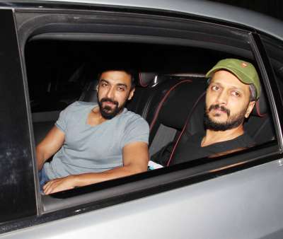 Actor Ritesh Deshmukh's new movie Bank Chor has released today. He was spotted with actor Ashish Choudhary during the screening of the movie at Yash Raj Studio.