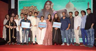 Team of upcoming film Shubh Mangal Savdhan launched its trailer yesterday in Mumbai. The film is directed by R.S. Prasanna and produced by Anand L. Rai. The film features Ayushmann Khurrana and Bhumi Pednekar in lead roles.
