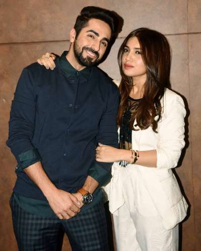 Shubh Mangal Saavdhan featuring Ayushmann Khurrana and Bhumi Pednekar has released today. The special screening of Aanand L Rai's film was held in Mumbai on Thursday night. The event was attended by several Bollywood celebs.

