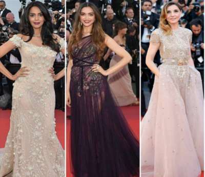 In the pic Mallika Sherawat can be seen along with Deepika Padukone and Clotilde Courau at Cannes 2017 opening ceremony. She is looking beautiful in her cream wavy gown. 