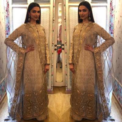 Actress Deepika Padukone is gearing up for the release of her upcoming film Padmavati. The lady has already started the promotions of the Sanjay Leela Bhnsali&rsquo;s directorial venture and needless to say, she is giving style goals to all her fans. In this picture, the dimpled beauty can be seen wearing Rimple and Harpreet Narula outfit. She looks no less than a princess.