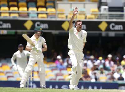 The series-opening match was tightly contested for the first three days after England won the toss, elected to bat and posted 1964 on a rain-affected opening day when the pitch was slow and soft.
The Australian pace trio tipped to play a major role in reproducing the kind of intimidating fast bowling that exposed some vulnerability from England on the last tour here, initially struggled to get their rhythm on a wicket devoid of the kind of pace and bounce the Gabba is famous for. England's Jake Ball, right, appeals for the wicket of Australia's Cameron Bancroft, left, during their Ashes cricket test match in Brisbane, Australia.