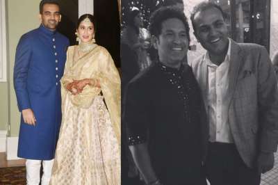 Former cricketer Zaheer Khan and actress Sagarika Ghatge got married on November 23 but the wedding celebrations are still going on. After hosting a post-wedding party and mehendi ceremony, stars attended the lavish reception organised by the couple at the Taj, Colaba. From Sachin Tendulkar to Virender Sehwag, many renowned faces of the cricket world were spotted at the event. The pictures from the lavish event are a must watch.
