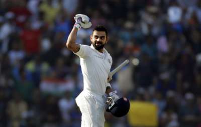 Skipper Virat Kohli battered a lackadaisical Sri Lanka attack into submission with his fifth double hundred as India piled up a gigantic 6106 before declaring their first innings on the third day, to literally outbat the Islanders in the second Test.  At stumps, Sri Lanka were down in the dumps at 21 for one with another 384 runs required to avoid innings defeat. The Indian captain scored a majestic 213 - his 19th hundred, en route which he broke a plethora of records in company of Rohit Sharma (102 not out), who got a Test ton after four long years. 