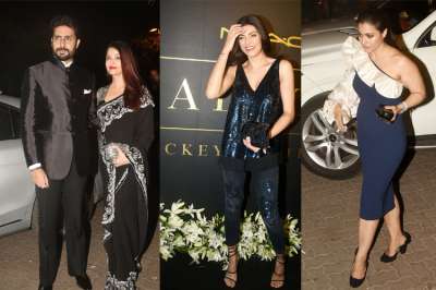 Make-up artist Mickey Contractor recently hosted a lavish party which was attended by some renowned faces of the entertainment world. From Aishwarya Rai Bachchan to Madhuri Dixit, B-town celebs donned stylish attires and graced the event.