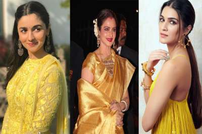 Bollywood diva's Alia Bhatt, Sonam Kapoor, Kriti Sanon and Rekha were spotted rocking in yellow dresses at different occasions recently. 