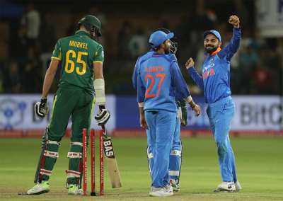 India clinched their maiden ODI series win on South African soil, taking an unbeatable 4-1 lead after outclassing the hosts by 73 runs in the fifth One-Day International (ODI) at the St. George's Park, Port Elizabeth, on Tuesday. Opener Rohit Sharma led the tourists striking his 17th ODI century before chinaman Kuldeep Yadav returned figures of 4/51 to bowl the Proteas out for 201, in their chase of 274.