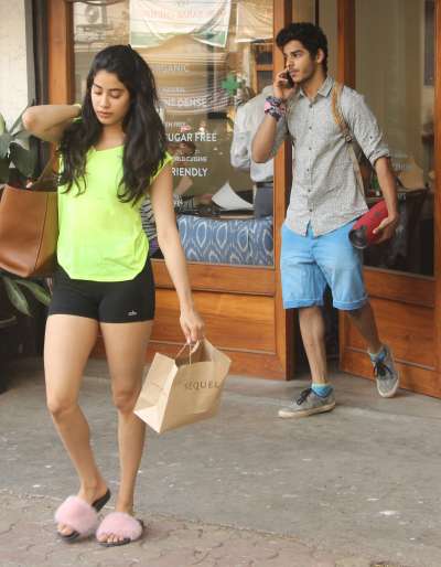 Veteran actress Janhvi Kapoor was recently spotted with her Dhadak co-star Ishaan Khatter in Mumbai.