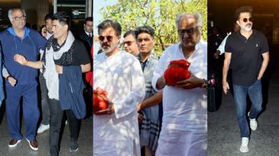 Boney Kapoor along with brother Anil Kapoor and close friend Manish Malhotra returned Mumbai after immersing his late actress wife Sridevi's ashes in Ganga.