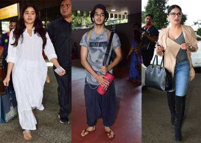 Sridevi's daughter Janhvi Kapoor, Shahid Kapoor's brother Ishaan Khatter and actress Sunny Leone were spotted at the airport in style.&amp;nbsp;&amp;nbsp;
&amp;nbsp;