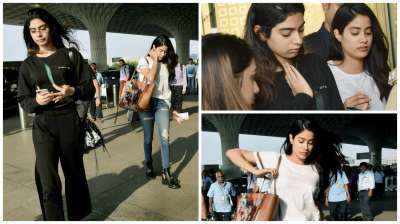 Khushi and Jahnvi Kapoor- daughters of late veteran actress Sridevi were spotted at Mumbai airport before leaving for Chennai.