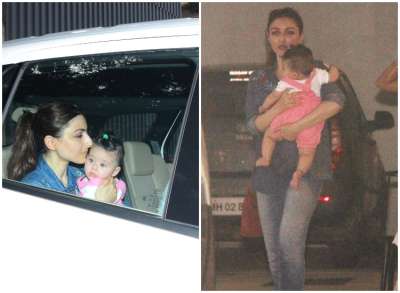 Soha Ali Khan was recently spotted in Bandra, Mumbai with her little munchkin Inaaya Naumi Kemmu. The mother-daughter duo looked adorable together as the shutterbugs kept on clicking pictures of them.