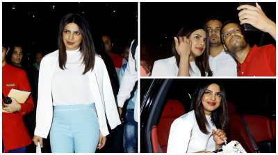 Actress Priyanka Chopra is back to India after a couple of months. The actress made a stylish appearance at the airport as shutterbugs captured her every move.