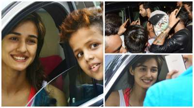 Fans have selfie moments with Disha Patani and Varun Dhawan outside their gyms. See pics