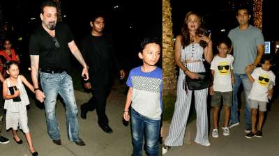 Despite hectic schedule, celebrities often manage to take some time off for their kids. Sanjay Dutt and Amrita Arora were recently spotted spending time with their children.