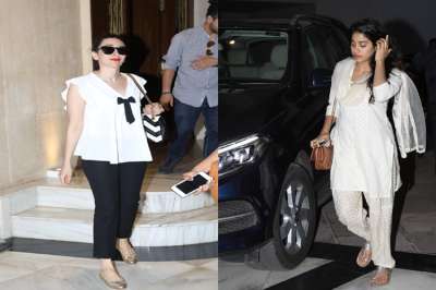 Karisma Kapoor who is in news these days due to her link up rumours with Sandeep Toshniwal, was spotted outside&amp;nbsp; ace designer Manish Malhotra's house.