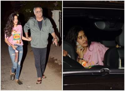 It was family bonding time for the Kapoors on Tuesday evening.&amp;nbsp; Producer Boney Kapoor and daughter Janhvi Kapoor visited Arjun Kapoor's house.&amp;nbsp;