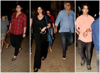 Boney Kapoor was spotted with daughters Anshula Kapoor and Khushi Kapoor on Saturday evening in Juhu Mumbai.