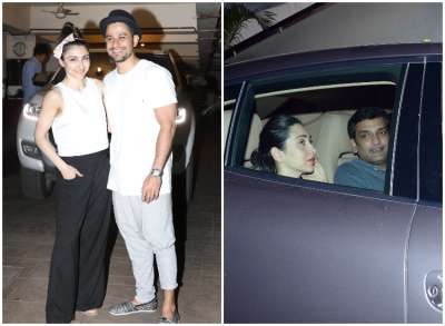 Karisma Kapoor was spotted with her boyfreind&amp;nbsp;Sandeep Toshniwal on Tuesday evening. The duo was clicked while arriving at Kareena Kappor Khan's house for a mini get together.