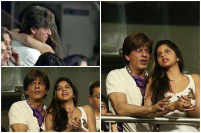 Superstar Shah Rukh Khan and daughter Suhana Khan looked adorable as they cheered for Kolkata Knight Riders at Eden Gardens.