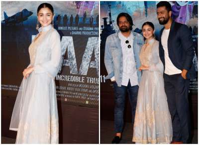 Alia Bhatt&amp;nbsp; director Meghna Gulzar and Vicky Kaushal came together to launch the first song 'Ae Watan' from their upcoming film 'Raazi'.