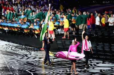 Rio Olympic silver-medallist PV Sindhu led the Indian contingent out for the Parade of Nations as the 21st Commonwealth Games officially gets underway in a spectacular fashion with a glittering opening ceremony in Gold Coast, Australia on Wednesday.