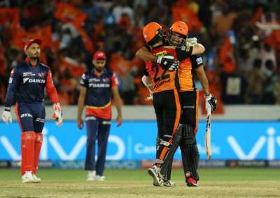 Chasing a tricky target of 164 to win, Sunrisers Hyderabad's skipper Kane Williamson (32*) and Yusuf Pathan (27*) contributed with useful knocks to take hosts over the line against Delhi Daredevils at Rajiv Gandhi International Stadium in Hyderabad.&amp;nbsp;