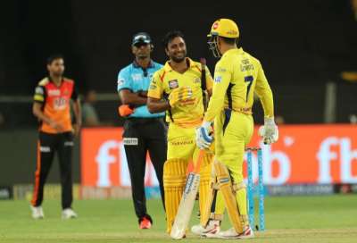 Opener Ambati Raydu smashed his maiden century in the Indian Premier League (IPL) as Chennai Super Kings coasted to an easy eight-wicket win over Sunrisers Hyderabad to virtually seal a play-offs berth at the MCA Stadium in Pune. The positions in the table are unchanged, but it gives Chennai enough confidence in their next match against Delhi Daredevils.