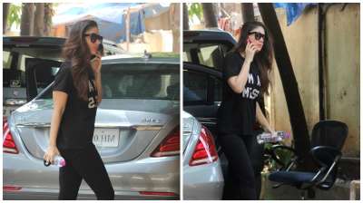Kareena Kapoor Khan can make anything look stylish and uber cool. The actress was spotted outside her gym in a black t-shirt with quirky message.