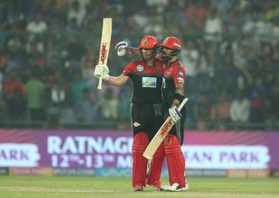 Chasing a stiff target of 182 to win, captain Virat Kohli (70) and AB de Villiers (72*) struck brilliant half-centuries to lead Royal Challengers Bangalore to an easy five-wicket victory against Delhi Daredevils at the Feroz Shah Kotla, Delhi.