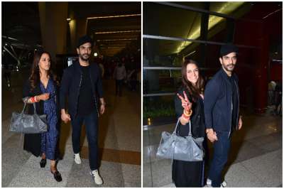 Actress Neha Dhupia got married to Angad Bedi yesterday and the couple was spotted at the Delhi airport.&amp;nbsp;