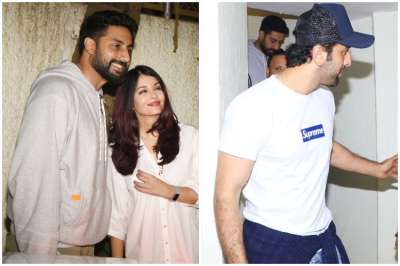 102 Not out featuring actors Amitabh Bachchan and Rishi Kapoor is all set to hit the silver screens on May 4. Aishwarya Rai Bachchan, Abhishek Bachchan and Ranbir Kapoor were spotted at the special screening of the movie.