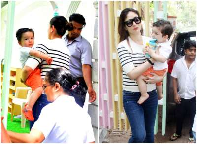 Kareena Kapoor Khan, who will be seen next in Veere Di Wedding, was spotted with son Taimur Ali Khan outside his play school in Mumbai.