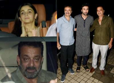 Bollywood biggies like Aamir Khan, Sanjay Dutt, Alia Bhatt and others arrived for the special screening of Ranbir Kapoor starrer Sanju.