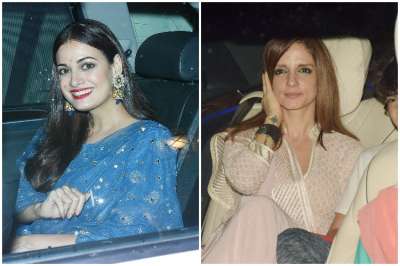 Dia Mirza and Sussanne Khan looked drop dead gorgeous as they attended the Eid party hosted by Sanjay Khan.