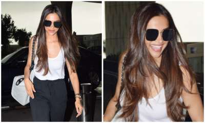 Bollywood's hottest diva Deepika Padukone was spotted at Mumbai airport on Friday. The actress was in a cheerful mood and posed for the shutterbugs with a million dollar smile.&amp;nbsp;