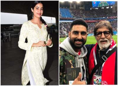 From Amitabh Bachchan and Abhishek Bachchan enjoying FIFA world cup match in Russia to Janhvi Kapoor's stunning airport look, check out all Bollywood pictures that are trending today.