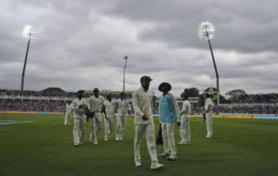 Chasing a coveted Test victory on English soil, a nervy India ended the action-packed third day of the first match at a precarious 110 for five, still 84 runs adrift from a tricky 194-run target.&amp;nbsp;