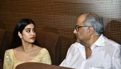 Boney Kapoor along with daughters Janhvi Kapoor and Khushi Kapoor attended the special event in New Delhi in which celebrities were gathered to pay tribute to late legendary actress Sridevi.