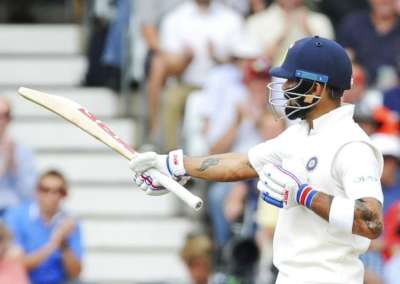 India captain Virat Kohli kept up his brilliant summer form by hitting 103 before setting England a world-record target of 521 to win the third test and clinch the series with two matches to spare.