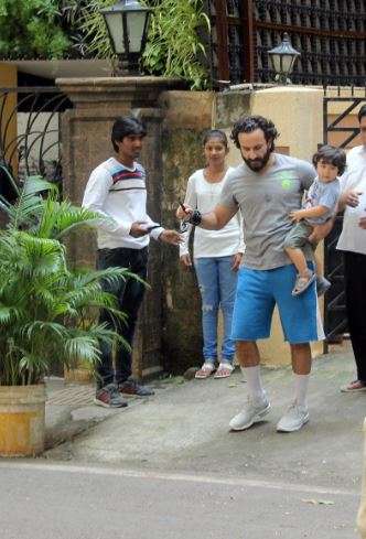 Bollywood actor Saif Ali Khan was spotted with his son Taimur in Mumbai.