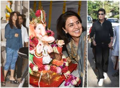 Several Bollywood and TV celebrities were seen bidding goodbye to Lord Ganesha over the weekend.