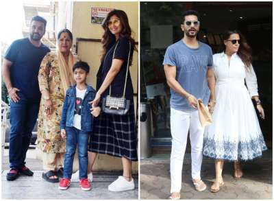 Bollywood celebs surely know how to make the most out of their Sundays. While Neha Dhupia spent her day with husband Angad Bedi, Shilpa Shetty was spotted with mother, husband Raj Kundra and son Viaan.