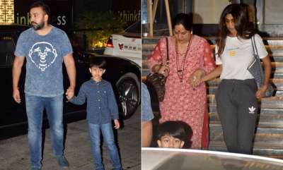 Bollywood actress Shilpa Shetty Kundra stepped out on a dinner date with husband Raj Kundra, son Viaan and mother Sunanda Shetty.&amp;nbsp;