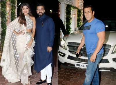 Salman Khan, Karan Johar and other Bollywood celebrities donned their ethnic best at Shilpa Shetty Kundra's Diwali party.