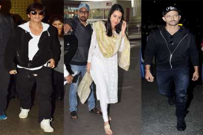 From Bollywood celebrities like Shah Rukh Khan, Shraddha Kapoor, Hrithik Roshan to Ishaan Khatter and Daisy Shah, many celebrities were snapped during different publics appearances today.&amp;nbsp;