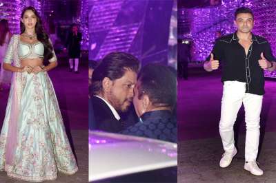 Bollywood celebrities like Shah Rukh Khan, Sonu Nigam, Bobby Deol, Nora Fatehi and other celebrities graced entertainment tycoon Mohomed Morani's son Azhar Morani's sangeet party which was held last night.&amp;nbsp;
&amp;nbsp;