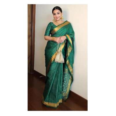 Vidya Balan looked breathtaking in a green saree.