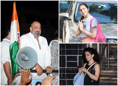 Latest Bollywood Photos April 23: While Sanjay Dutt rallies for sister Priya Dutt's political party, actors like Sara Ali Khan and Sanya Malhotra were snapped by paps in Mumbai.